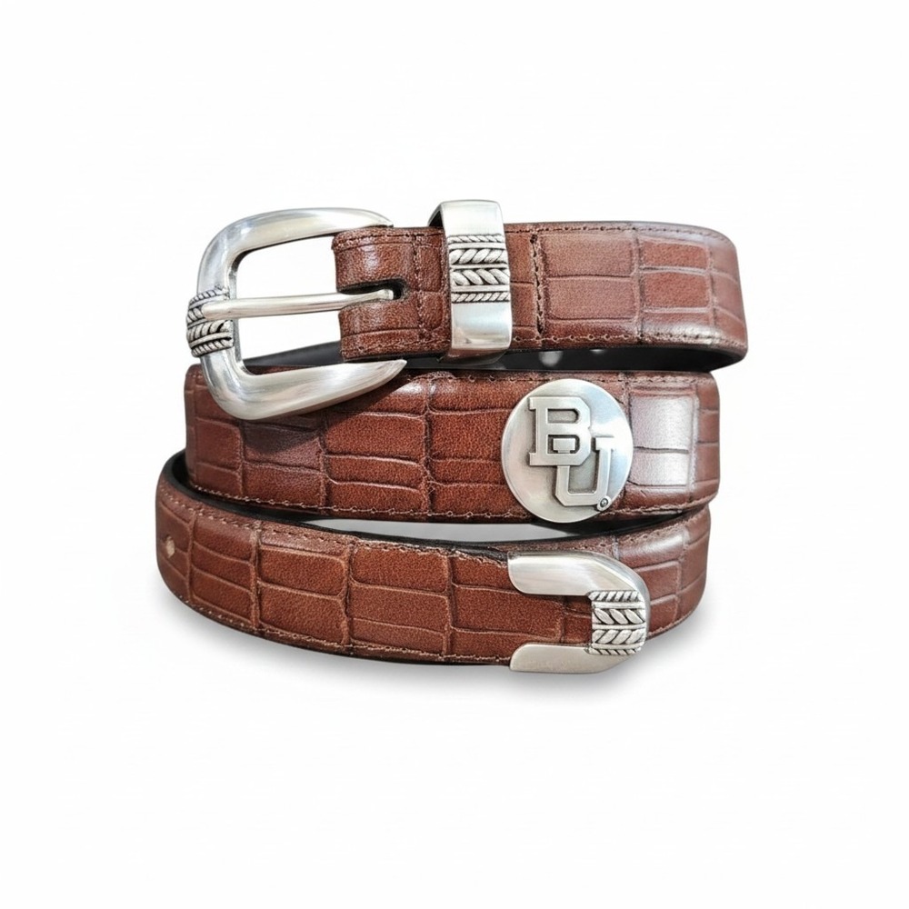 Zeppelin Products Baylor Concho Croc Tan Leather Belt 32 Waist Brown Baylor Bear